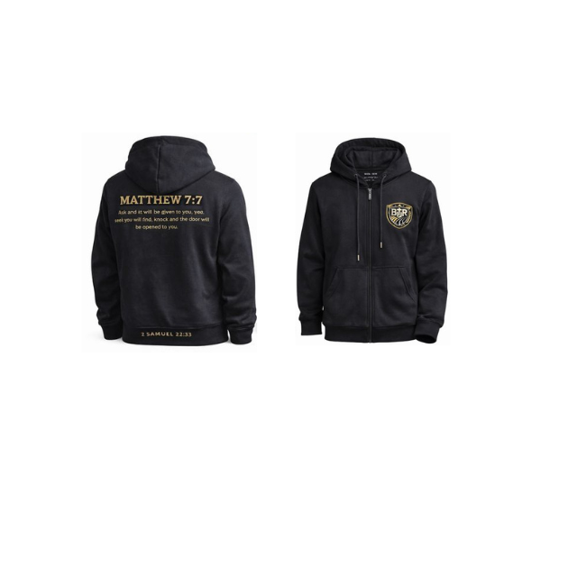 BBR Athletics “Matthew 7:7 – Faith & Strength Zip Hoodie”