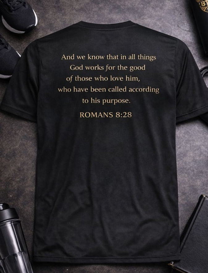 BBR Athletics “Romans 8:28” Performance Training Tee