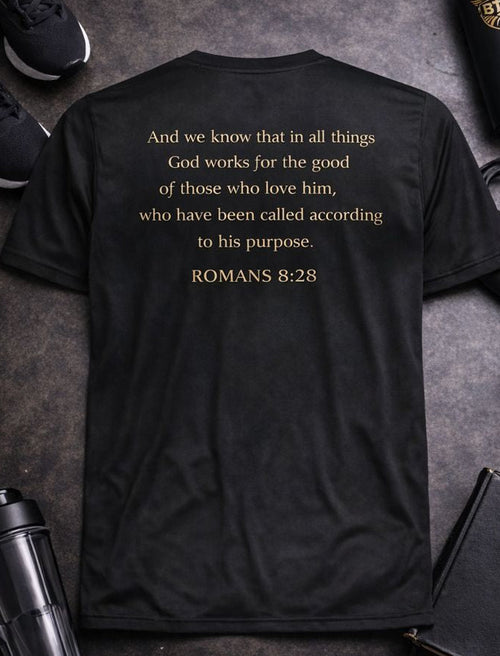 BBR Athletics “Romans 8:28” Performance Training Tee