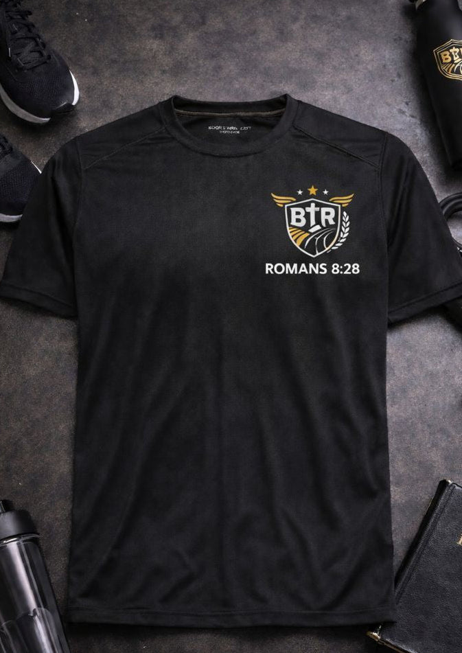 BBR Athletics “Romans 8:28” Performance Training Tee